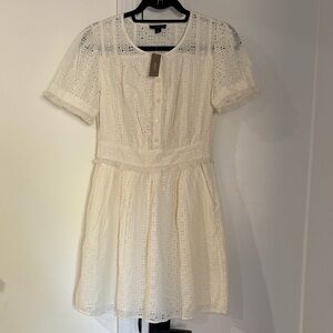 NWT New $148 J.Crew Button-front White Mini Dress in Eyelet Size 2